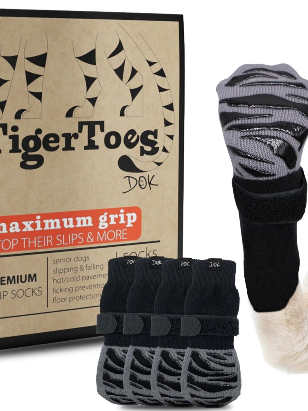 TigerToes Premium Non-Slip Dog Socks Size Small N1354